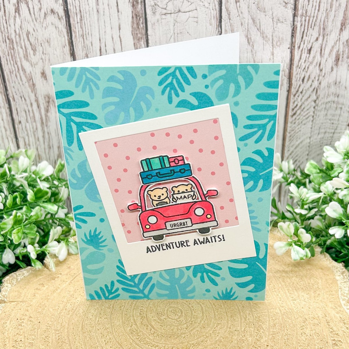 Adventure Awaits Driving Bears Handmade Card