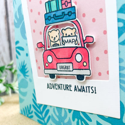 Adventure Awaits Driving Bears Handmade Card-2