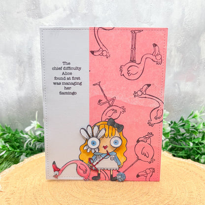 Alice & Flamingo Quote Handmade Character Card