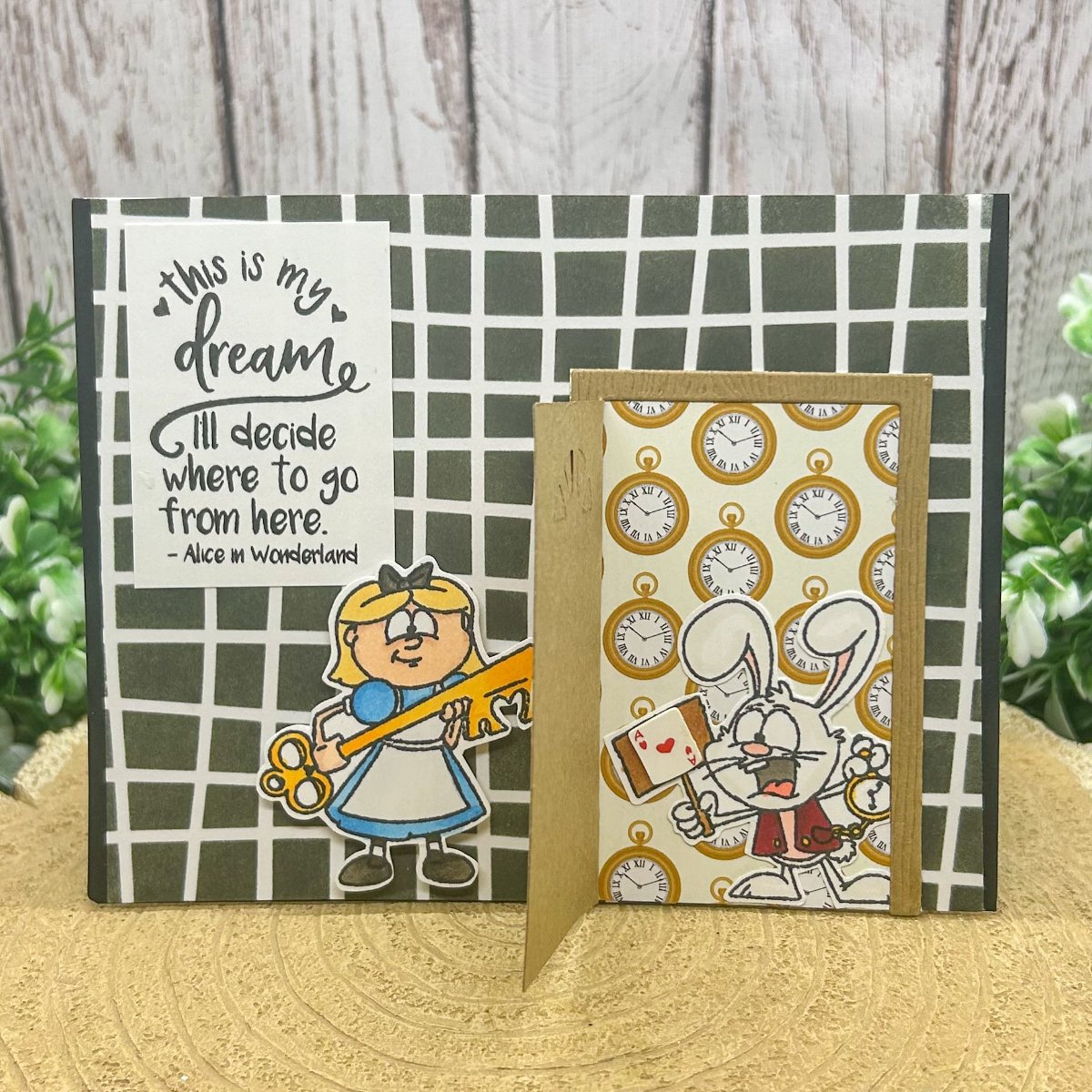 Alice & White Rabbit Handmade Character Themed Card-1