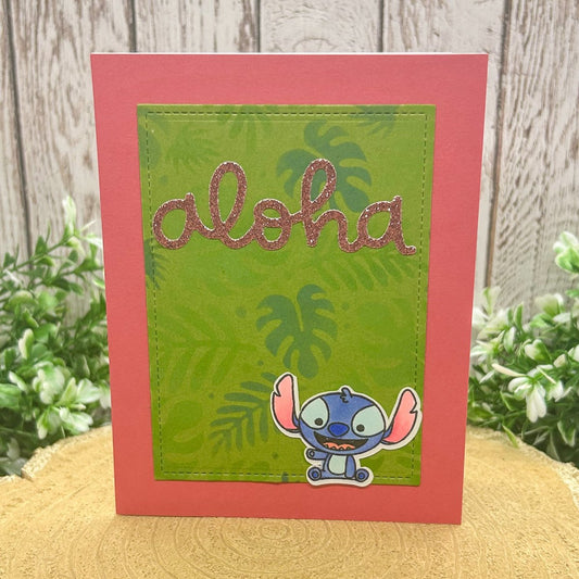 Aloha Stitch Portrait Handmade Character Card