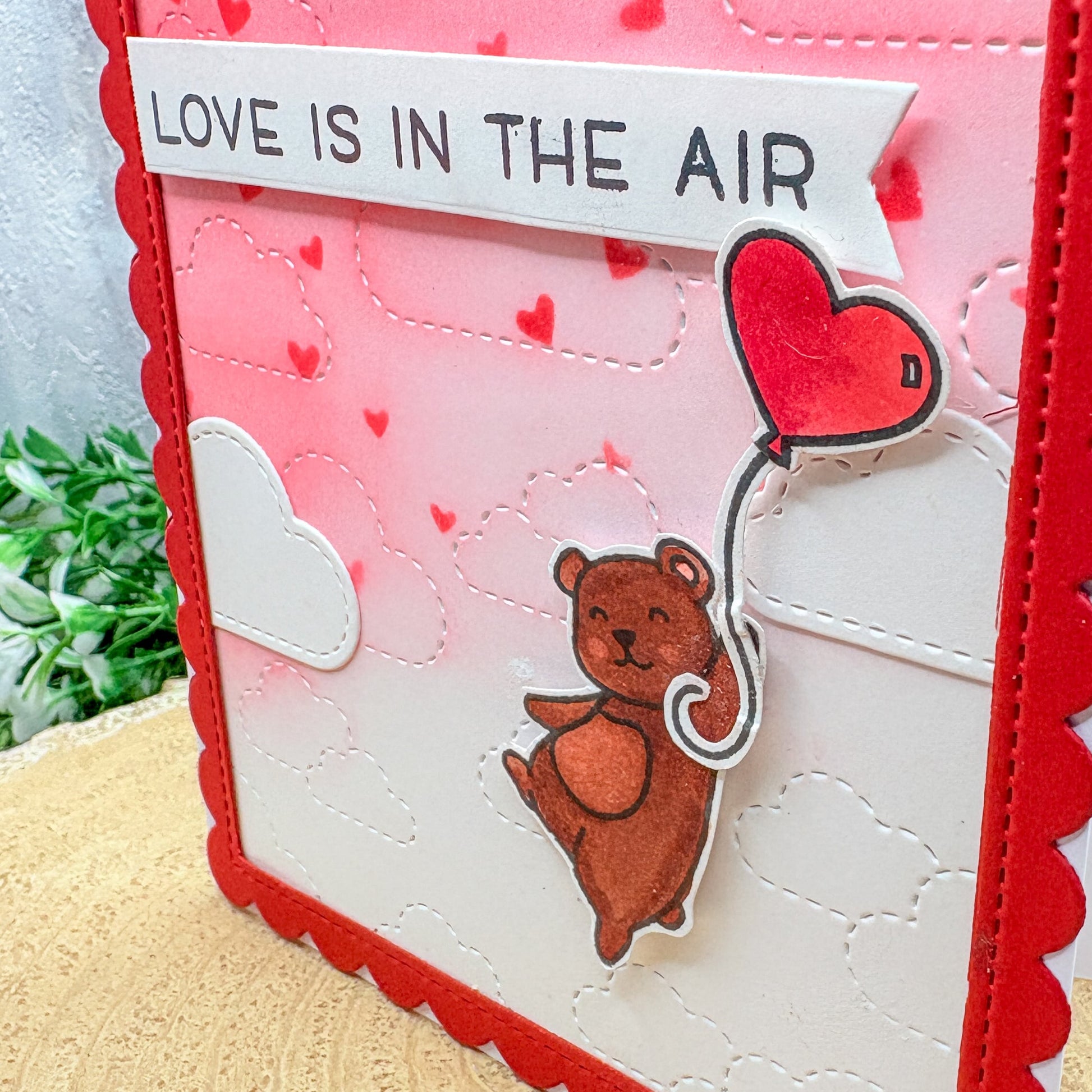 Bear & Heart Balloon Handmade Valentine's Day Card-2