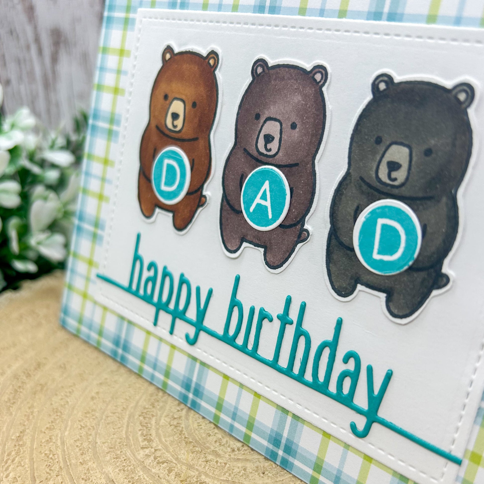 Bears Holding DAD letters Handmade Birthday Card-2