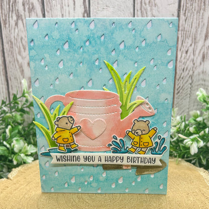 Bears Jumping In Puddles Handmade Birthday Card