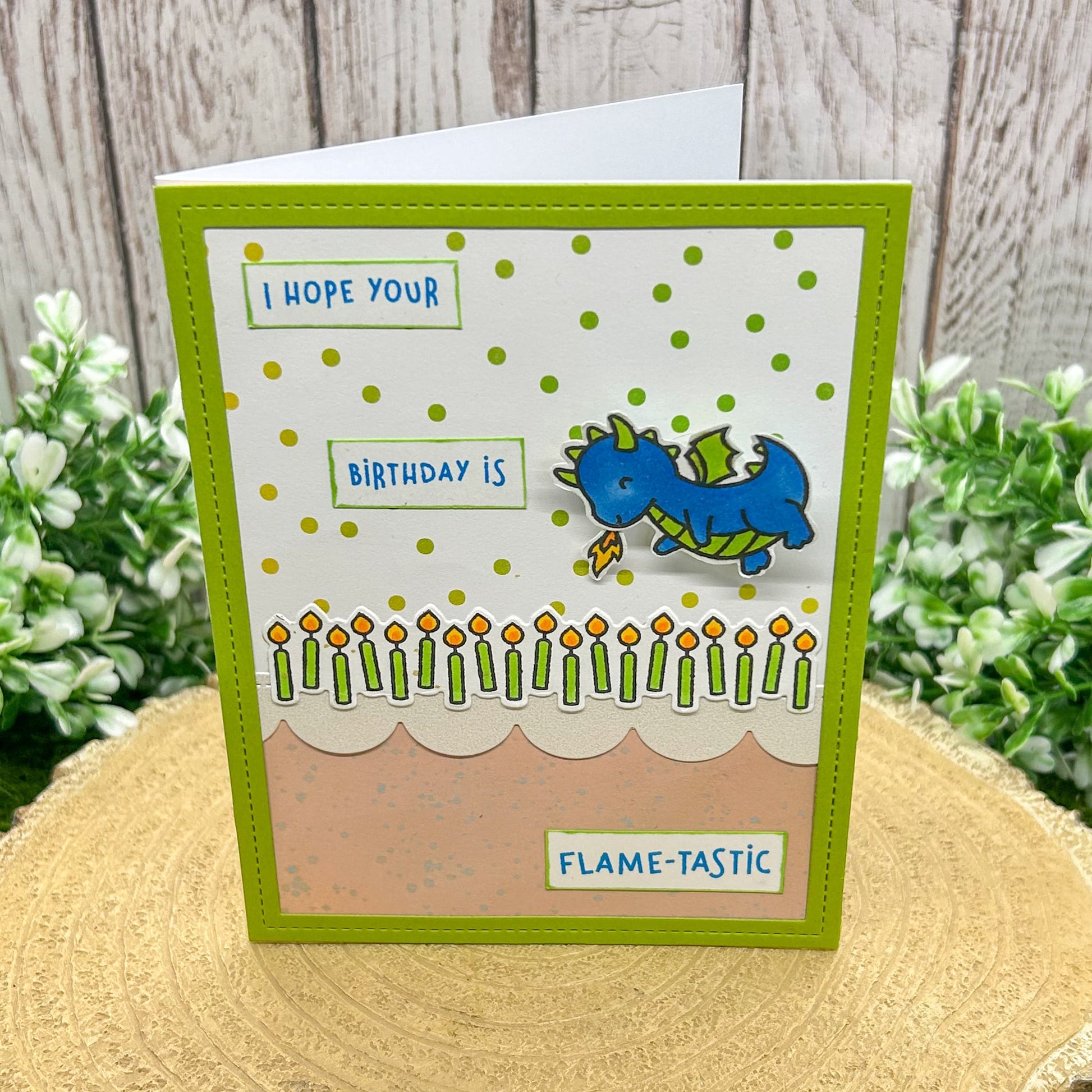 Blue Dragon Flame-tastic Handmade Birthday Card-1