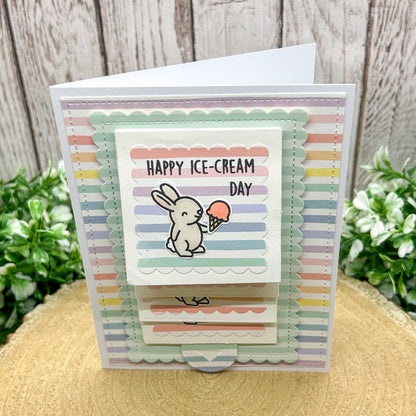 Bunny & Ice Cream Handmade Storybook Card 