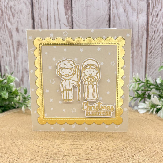 Christmas Blessings Couple Mini Handmade Christmas Card