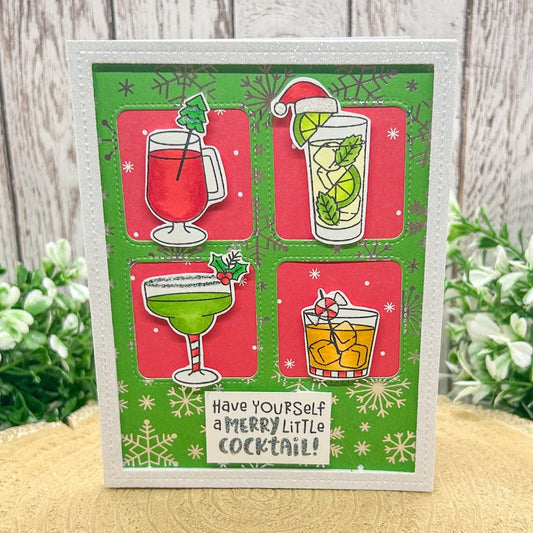 Christmas Cocktails Handmade Christmas Card