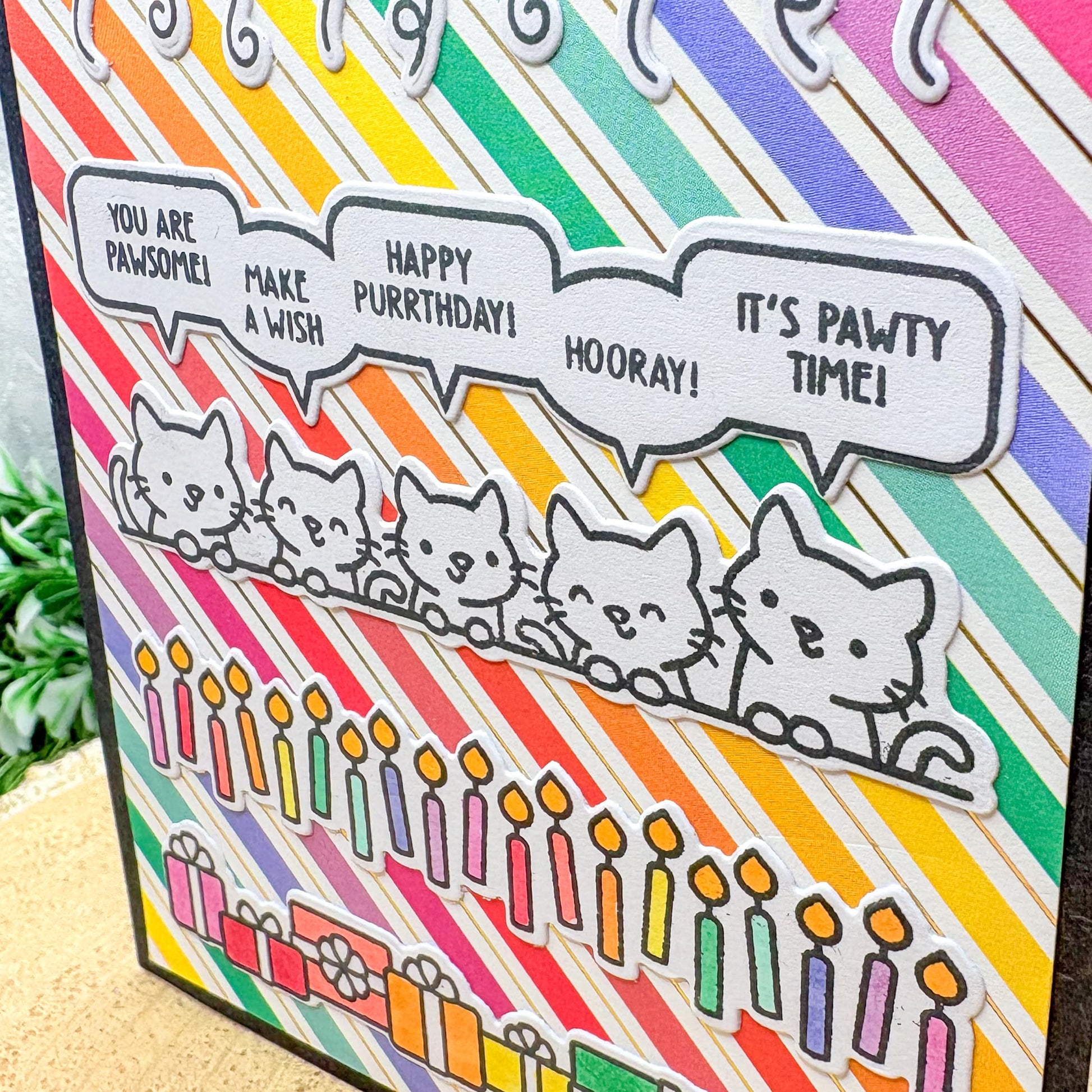 Colourful Cats Quotes Handmade Birthday Card-2