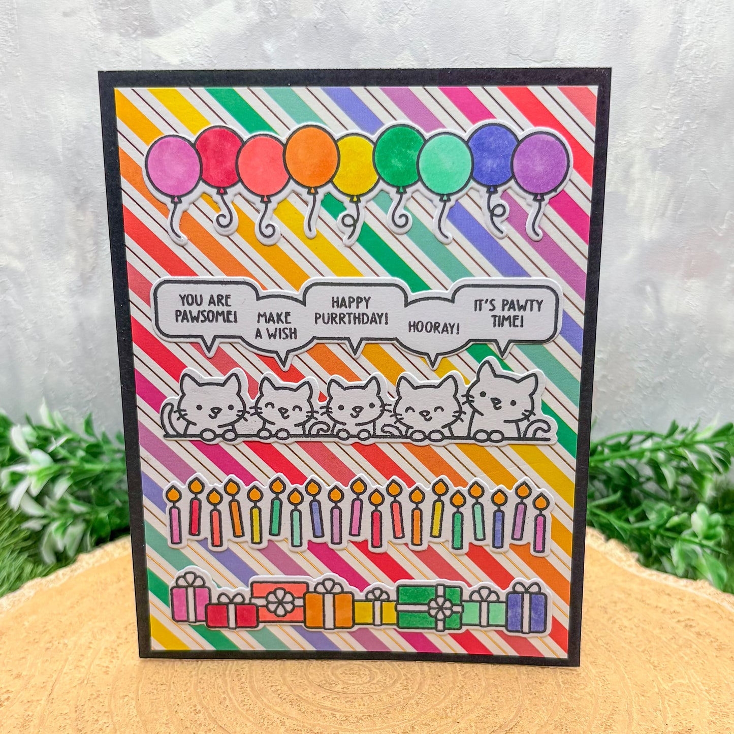 Colourful Cats Quotes Handmade Birthday Card