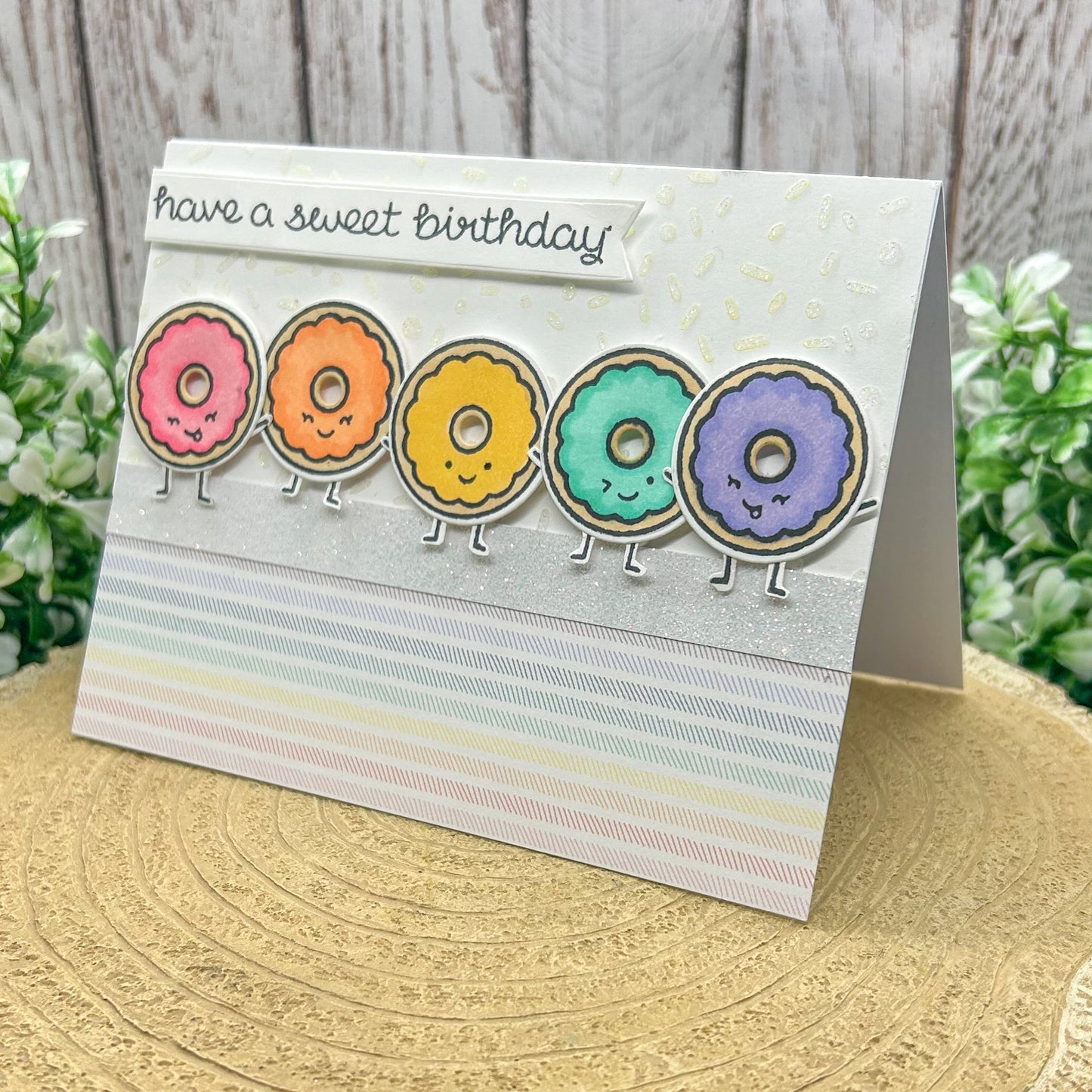 Colourful Sweet Donuts Handmade Birthday Card-1