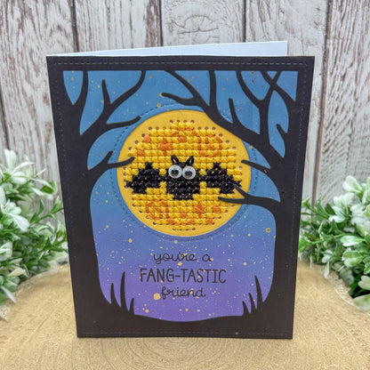 Cross Stitched Bat Fang-static Friend Handmade Card-1