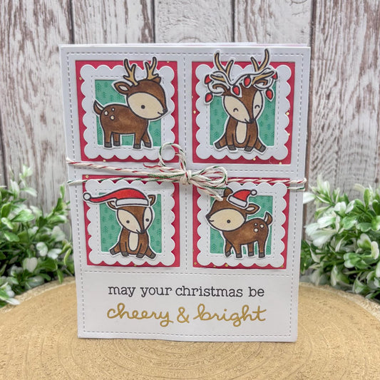 Cute Reindeers Handmade Christmas Card