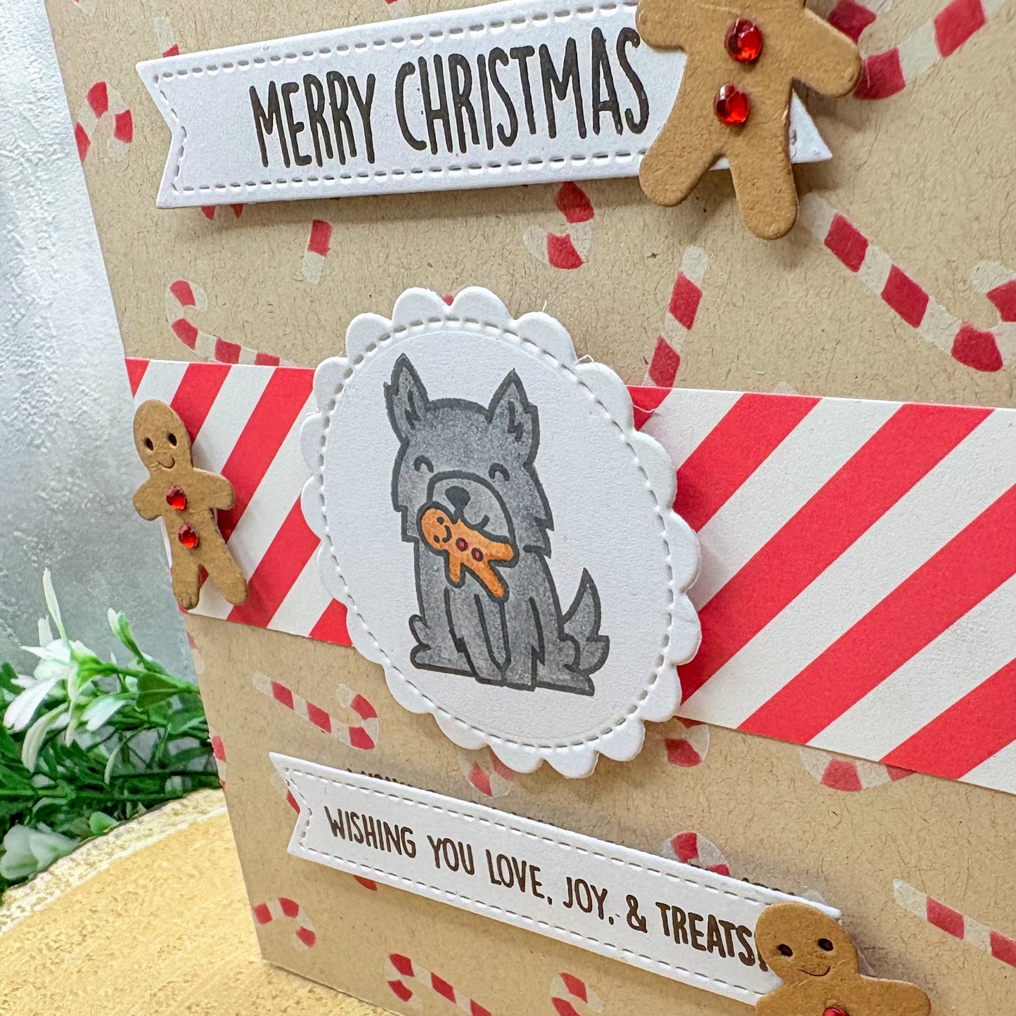 Dog & Gingerbread Men Handmade Christmas Card-2