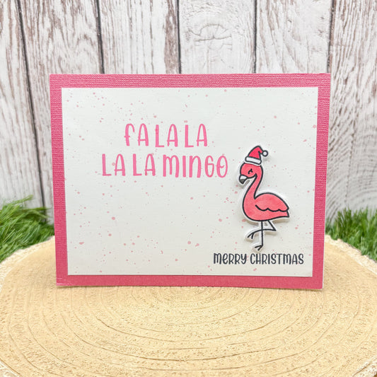 Fa La La Flamingo Handmade Christmas Card