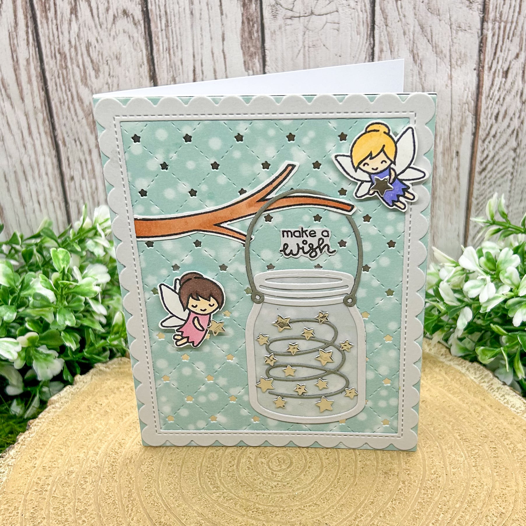 Fairies & Stars Make A Wish Handmade Birthday Card-1
