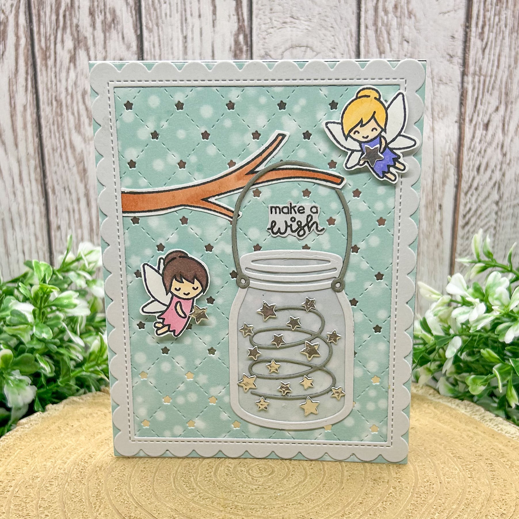 Fairies & Stars Make A Wish Handmade Birthday Card