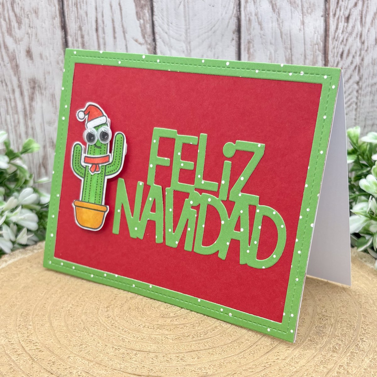 Feliz Navidad Cactus Handmade Christmas Card-1