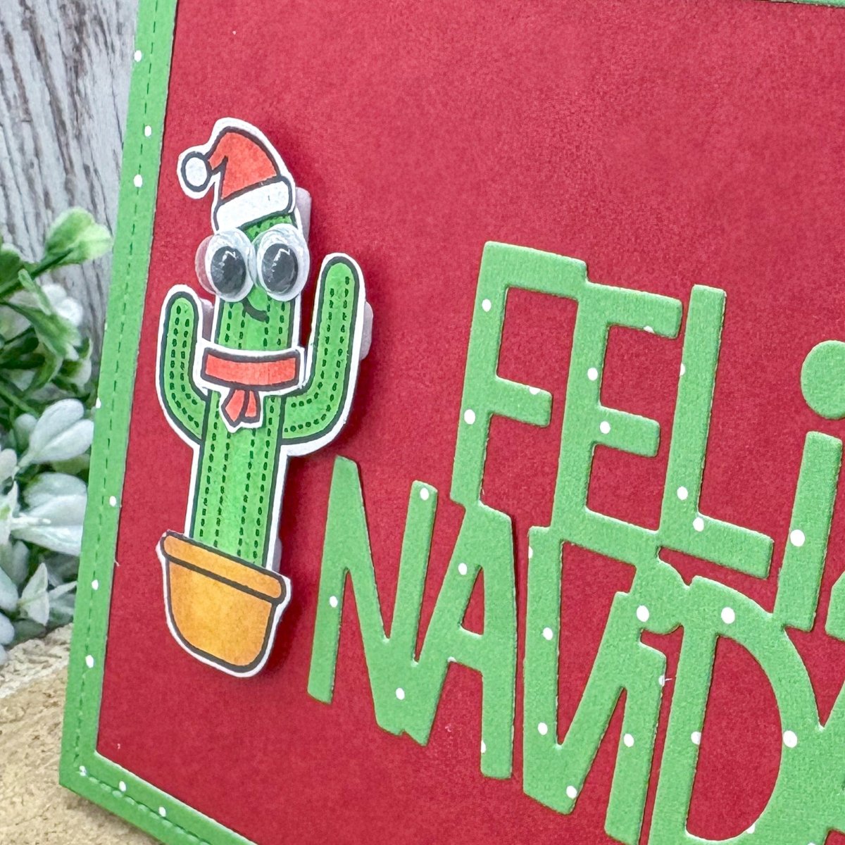 Feliz Navidad Cactus Handmade Christmas Card-2