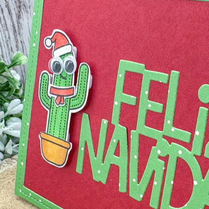 Feliz Navidad Cactus Handmade Christmas Card-2