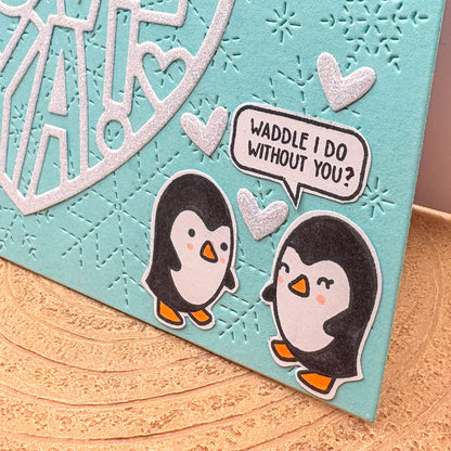 Funny Penguins Love Ya Handmade Valentine's Day Card-2