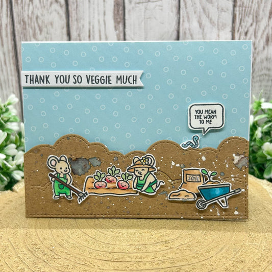 Gardening Mice Pun Handmade Thank You Card