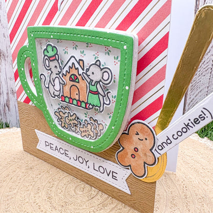 Gingerbread Mice Handmade Christmas Shaker Card-2