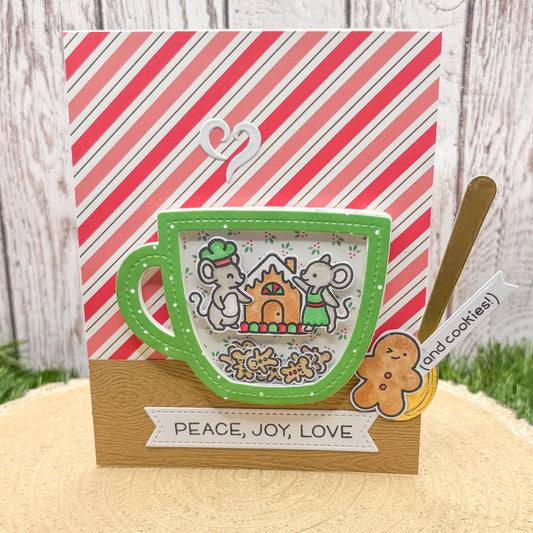 Gingerbread Mice Handmade Christmas Shaker Card