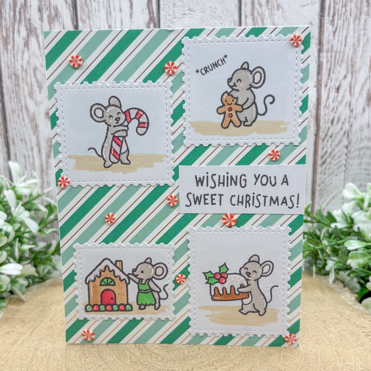 Gingerbread Mice Sweet Christmas Handmade Christmas Card