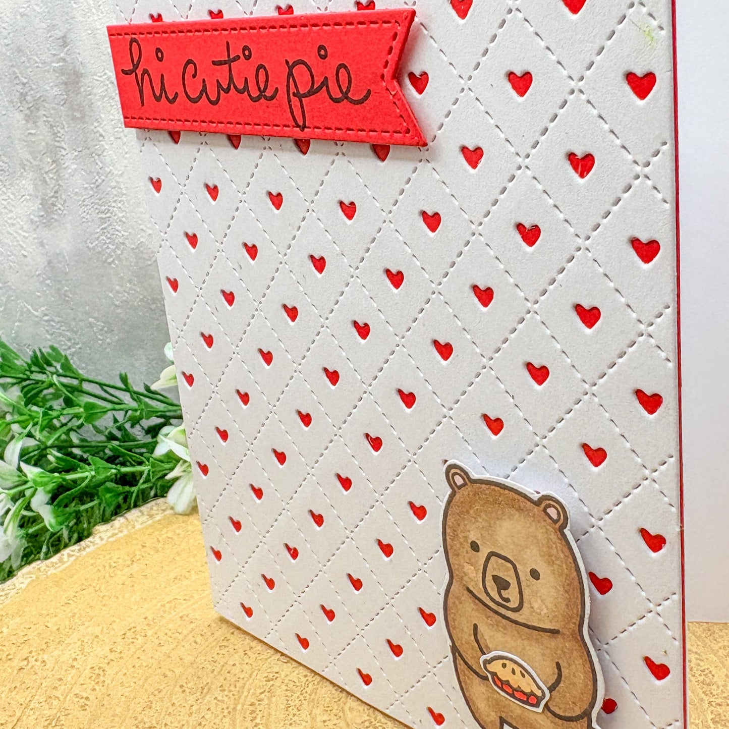 Hi Cutie Pie Bear Handmade Valentine's Day Card-2