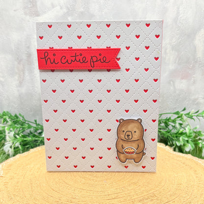 Hi Cutie Pie Bear Handmade Valentine's Day Card