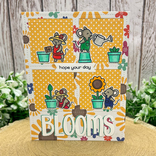 Hope Your Day Blooms Gardening Mice Handmade Card