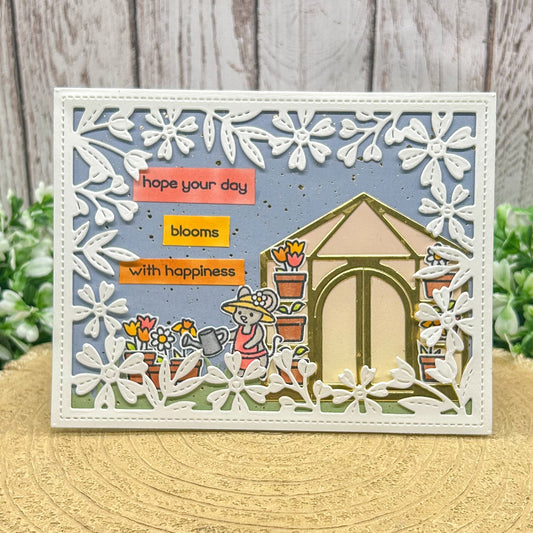 Hope Your Day Blooms Gardening Mouse Handmade Card