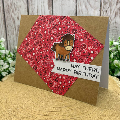 Horse Hay There Handmade Birthday Card-1