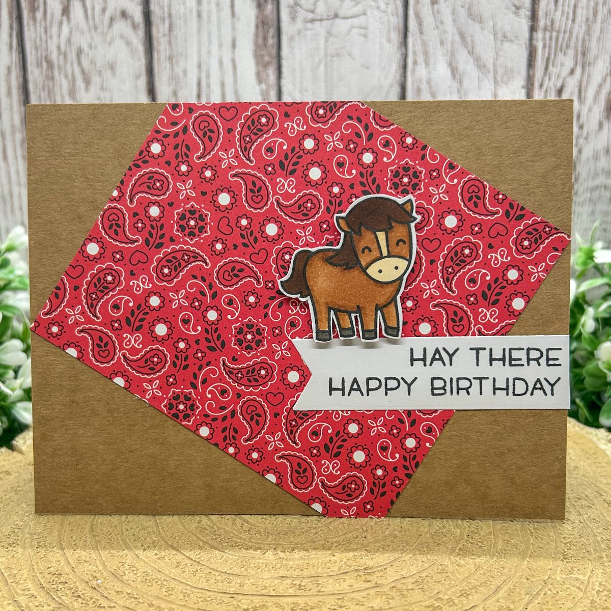 Horse Hay There Handmade Birthday Card