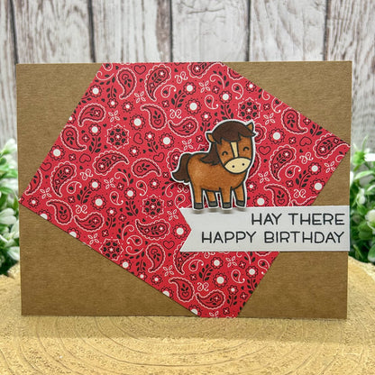 Horse Hay There Handmade Birthday Card