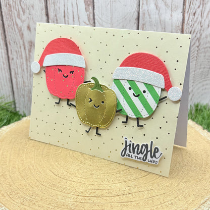 Jingle Bell Peppers Handmade Christmas Card-1