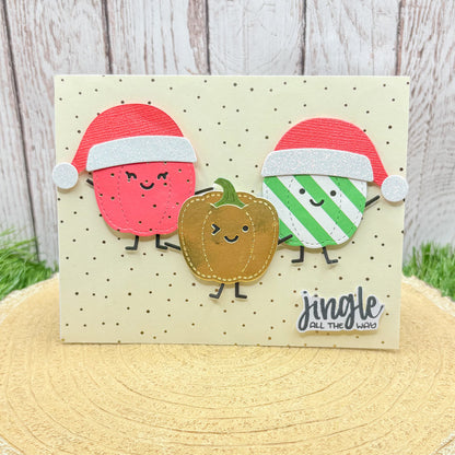 Jingle Bell Peppers Handmade Christmas Card