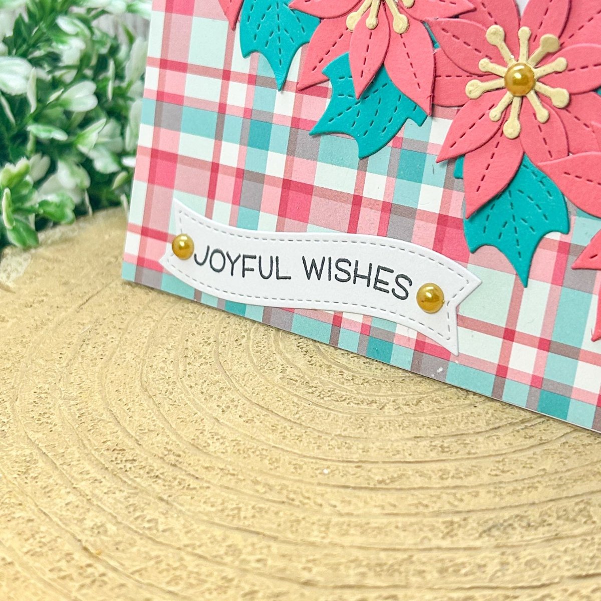 Joyful Wishes Poinsettia Handmade Christmas Card-2