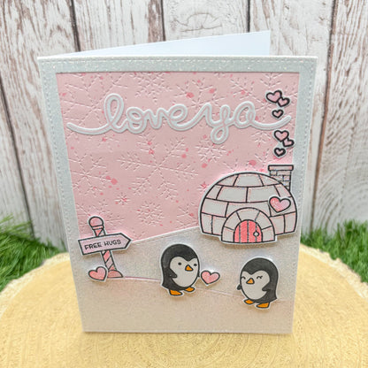 Love Ya Penguins Handmade Valentine's Day Card-1