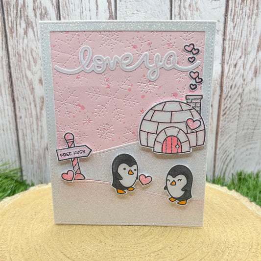 Love Ya Penguins Handmade Valentine's Day Card