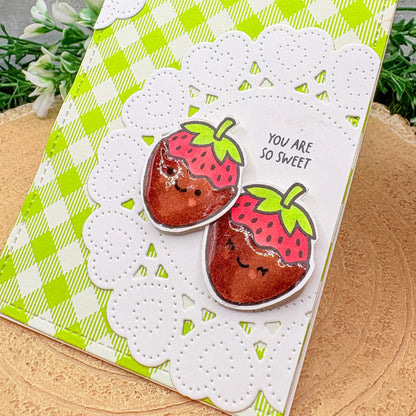 Love You Berry Much Strawberries Slim Handmade Card-1