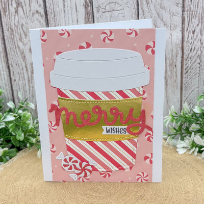 Merry Wishes Pink Handmade Christmas Card-1