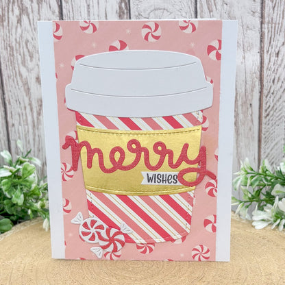 Merry Wishes Pink Handmade Christmas Card