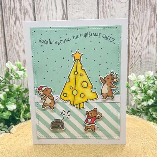 Mice Christmas Cheese Pun Handmade Christmas Card