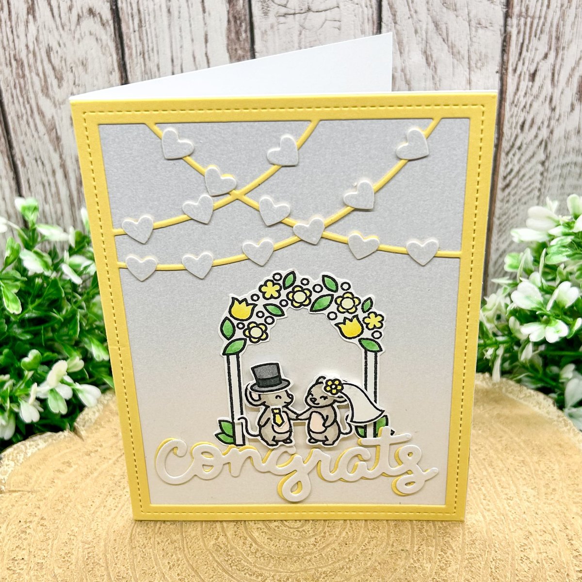 Mice Couple Congrats Yellow Handmade Wedding Card-1