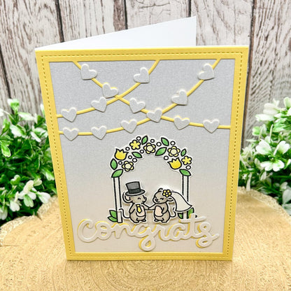 Mice Couple Congrats Yellow Handmade Wedding Card-1