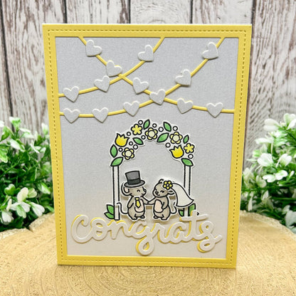 Mice Couple Congrats Yellow Handmade Wedding Card