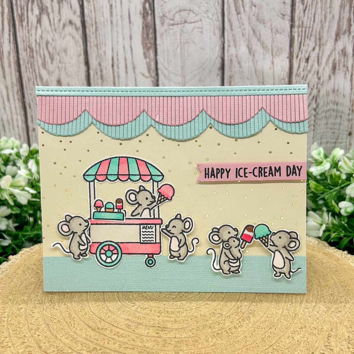 Mice & Ice Cream Handmade Birthday Card