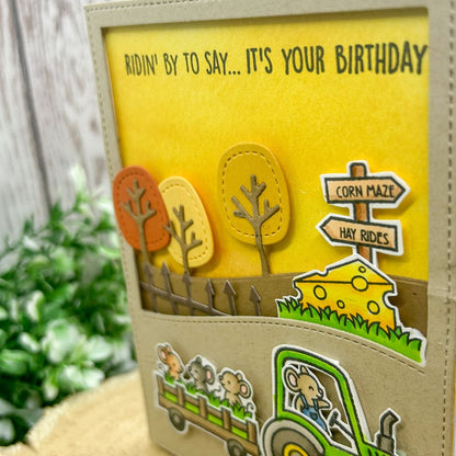 Mice in Tractor, It's Your Birthday! Handmade Card-2